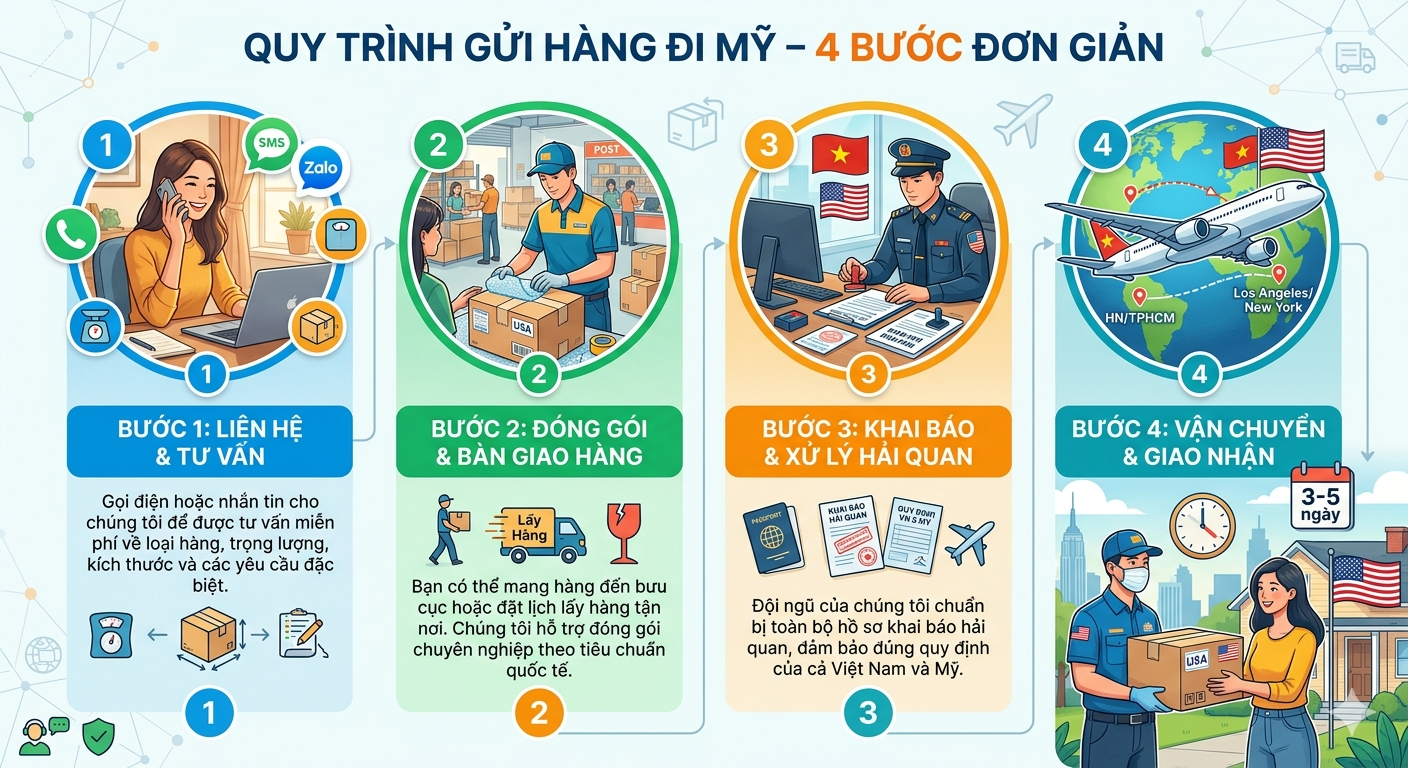 Quy trình gửi hàng đi Mỹ