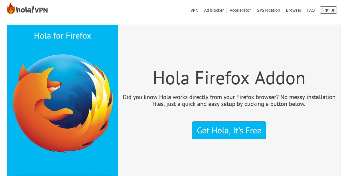 hola trên firefox