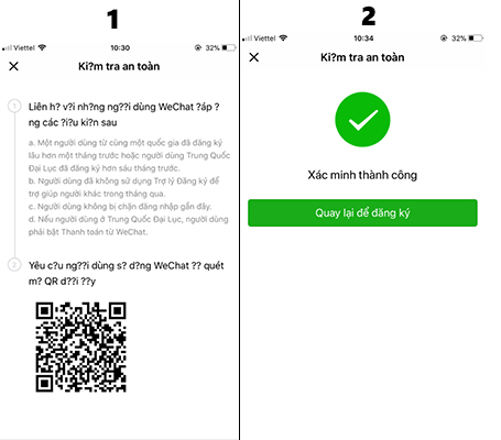 quét mã QR Code Wechat