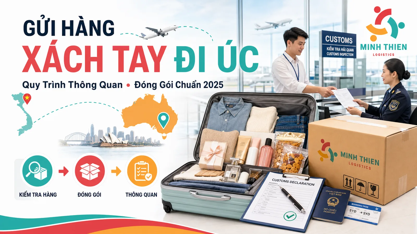 Gửi hàng xách tay đi Úc: Quy trình thông quan và đóng gói chuẩn 2025